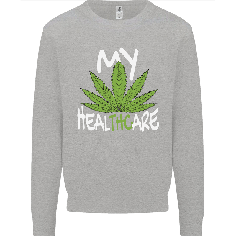 Weed My HealTHCare Cannabis Funny THC Mens Sweatshirt Jumper Sports Grey