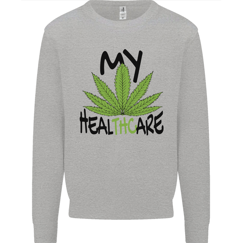 Weed My HealTHCare Cannabis Funny THC Mens Sweatshirt Jumper Sports Grey