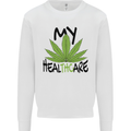 Weed My HealTHCare Cannabis Funny THC Mens Sweatshirt Jumper White