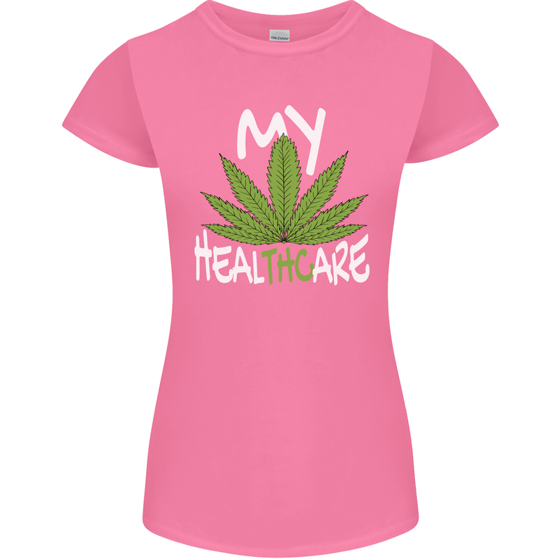 Weed My HealTHCare Cannabis Funny THC Womens Petite Cut T-Shirt Azalea