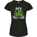 Weed My HealTHCare Cannabis Funny THC Womens Petite Cut T-Shirt Black