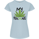 Weed My HealTHCare Cannabis Funny THC Womens Petite Cut T-Shirt Light Blue