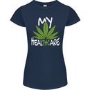 Weed My HealTHCare Cannabis Funny THC Womens Petite Cut T-Shirt Navy Blue
