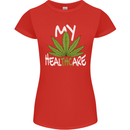 Weed My HealTHCare Cannabis Funny THC Womens Petite Cut T-Shirt Red