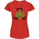 Weed My HealTHCare Cannabis Funny THC Womens Petite Cut T-Shirt Red
