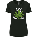 Weed My HealTHCare Cannabis Funny THC Womens Wider Cut T-Shirt Black