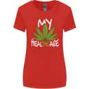 Weed My HealTHCare Cannabis Funny THC Womens Wider Cut T-Shirt Red