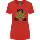 Weed My HealTHCare Cannabis Funny THC Womens Wider Cut T-Shirt Red