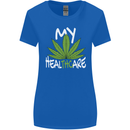 Weed My HealTHCare Cannabis Funny THC Womens Wider Cut T-Shirt Royal Blue