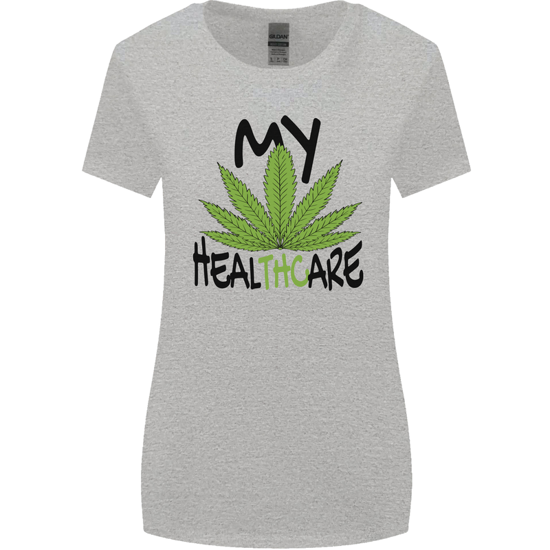 Weed My HealTHCare Cannabis Funny THC Womens Wider Cut T-Shirt Sports Grey