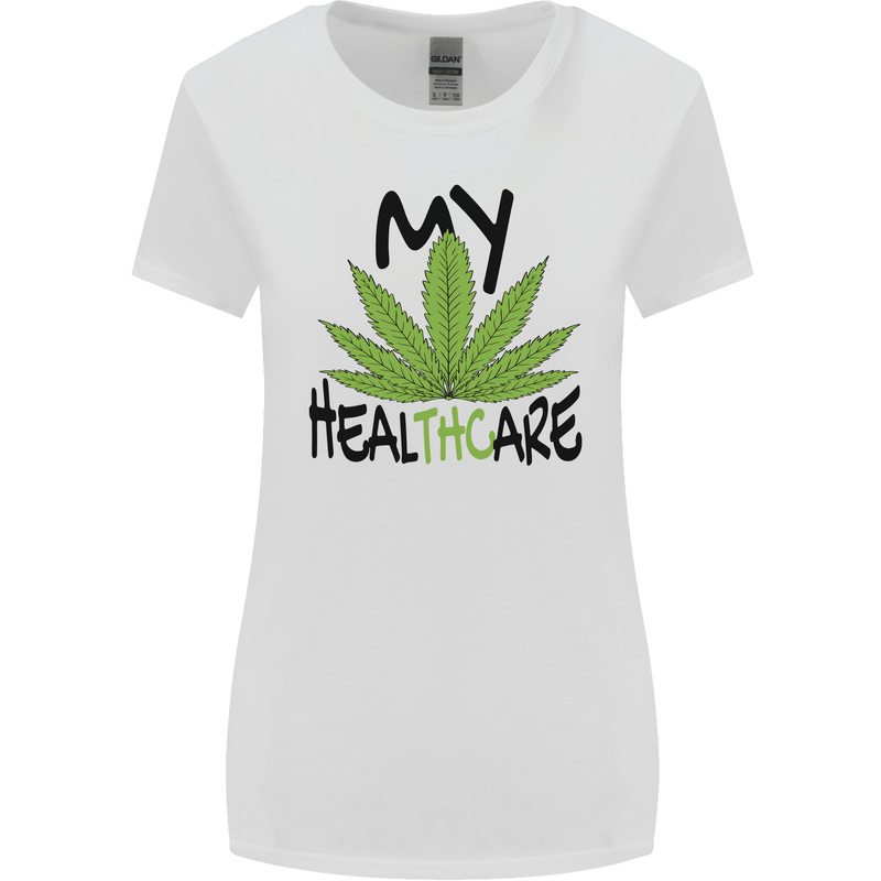 Weed My HealTHCare Cannabis Funny THC Womens Wider Cut T-Shirt White