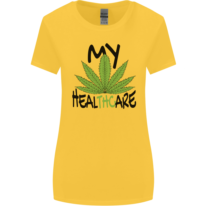 Weed My HealTHCare Cannabis Funny THC Womens Wider Cut T-Shirt Yellow