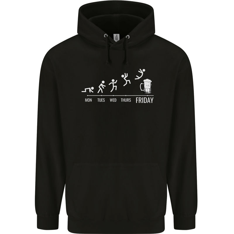 Week to Friday Weekend Beer Funny Alcohol Mens 80% Cotton Hoodie Black