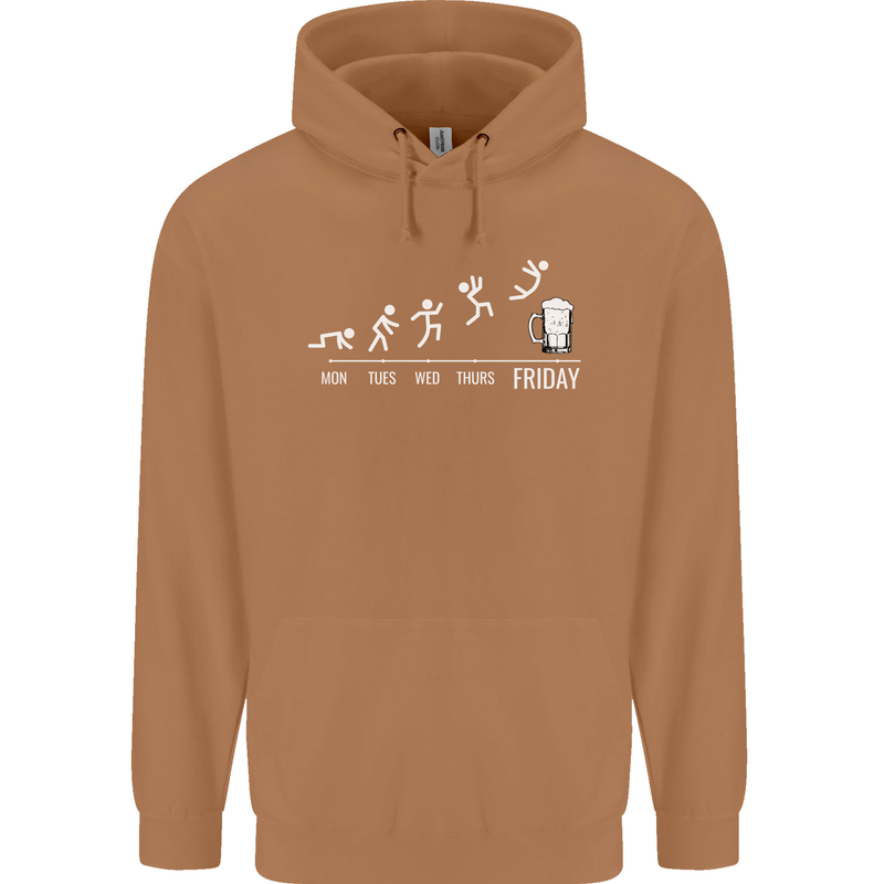 Week to Friday Weekend Beer Funny Alcohol Mens 80% Cotton Hoodie Caramel Latte