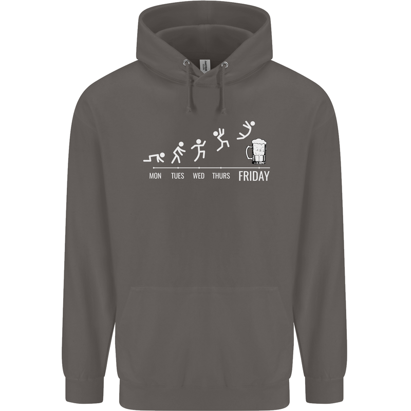 Week to Friday Weekend Beer Funny Alcohol Mens 80% Cotton Hoodie Charcoal