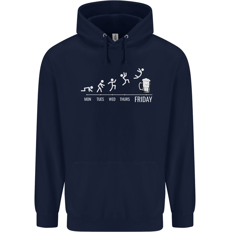 Week to Friday Weekend Beer Funny Alcohol Mens 80% Cotton Hoodie Navy Blue