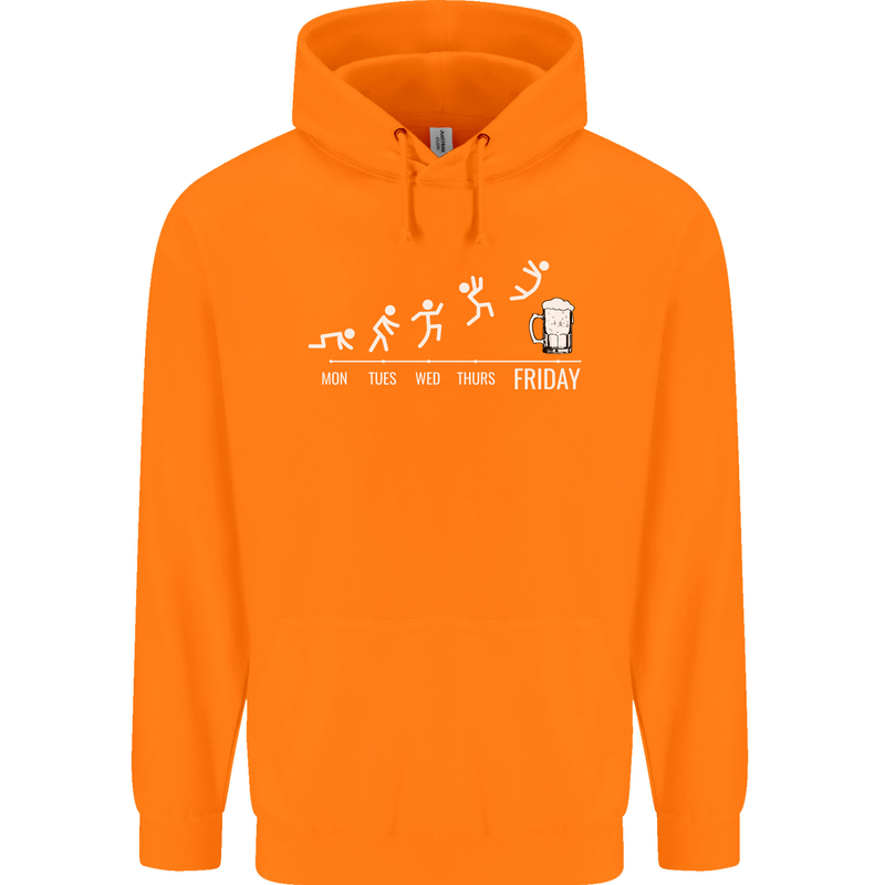 Week to Friday Weekend Beer Funny Alcohol Mens 80% Cotton Hoodie Orange