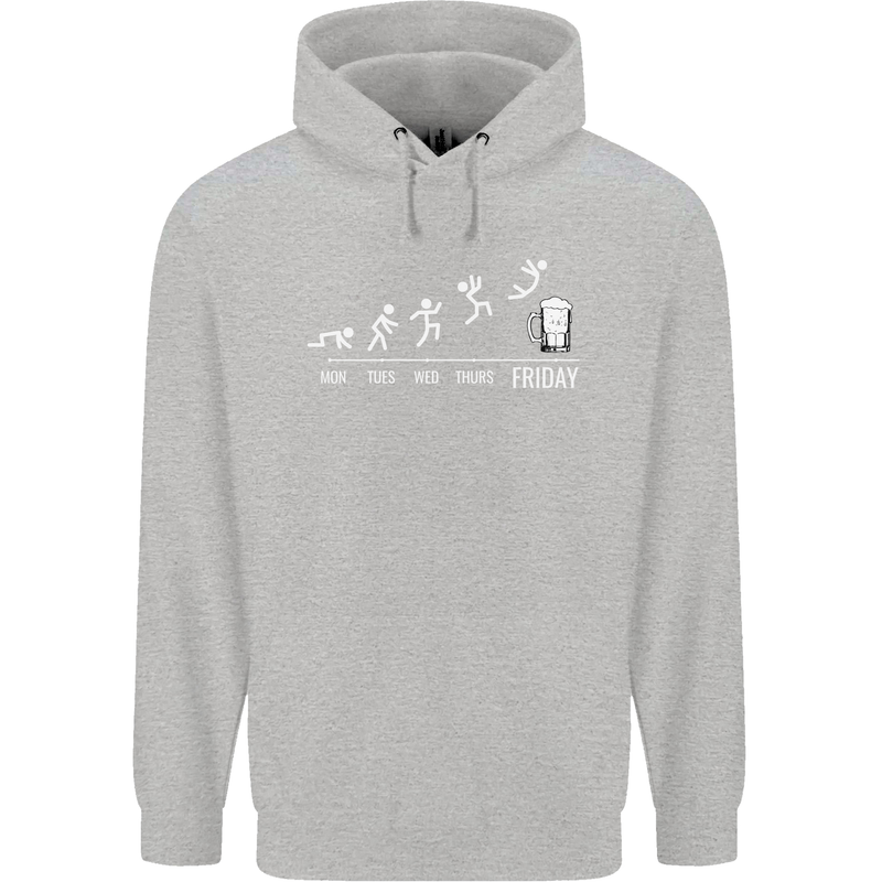 Week to Friday Weekend Beer Funny Alcohol Mens 80% Cotton Hoodie Sports Grey