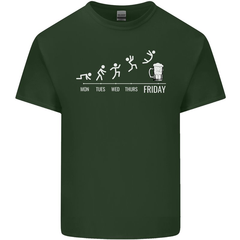Week to Friday Weekend Beer Funny Alcohol Mens Cotton T-Shirt Tee Top Forest Green