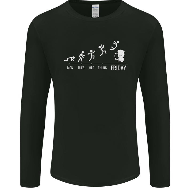 Week to Friday Weekend Beer Funny Alcohol Mens Long Sleeve T-Shirt Black