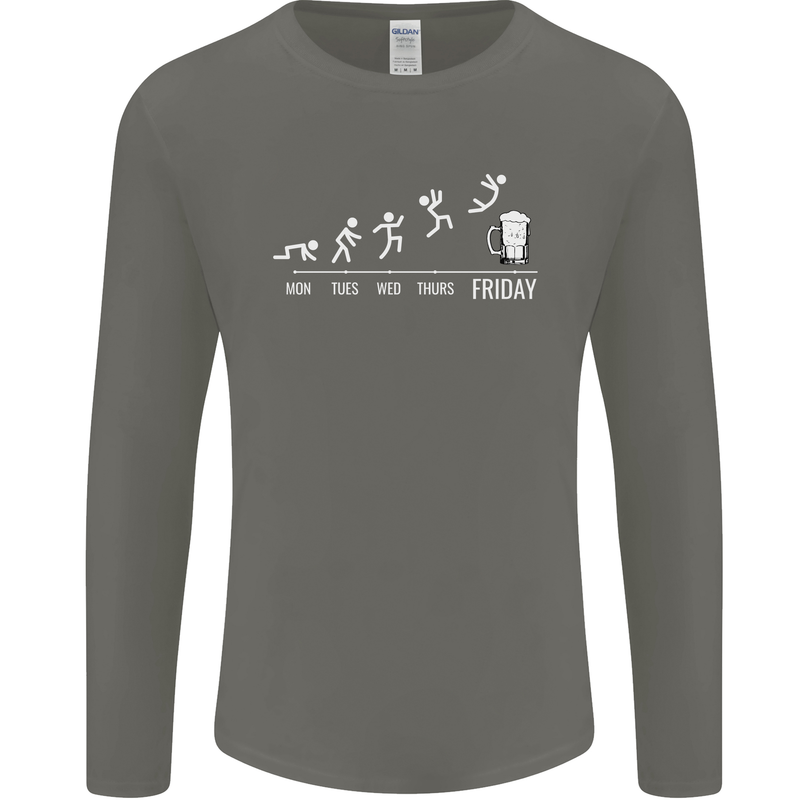 Week to Friday Weekend Beer Funny Alcohol Mens Long Sleeve T-Shirt Charcoal