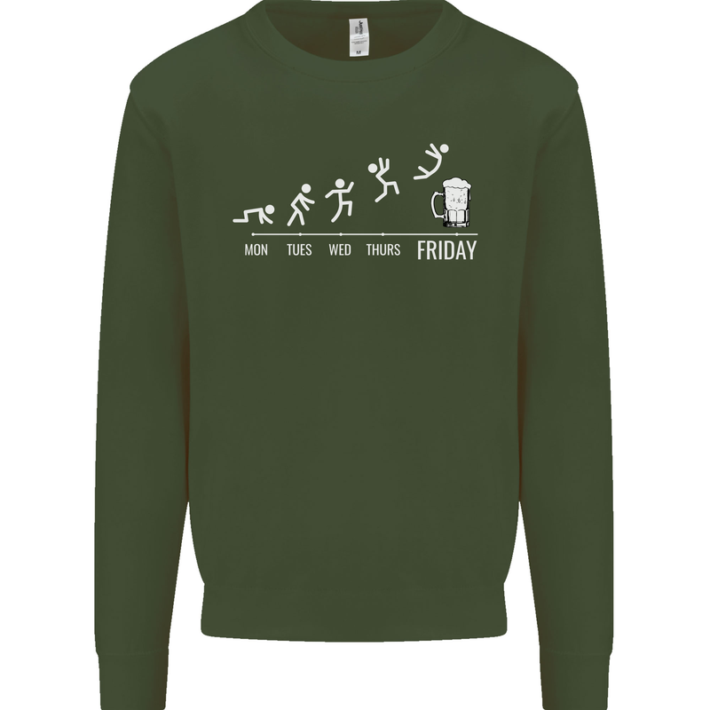Week to Friday Weekend Beer Funny Alcohol Mens Sweatshirt Jumper Forest Green