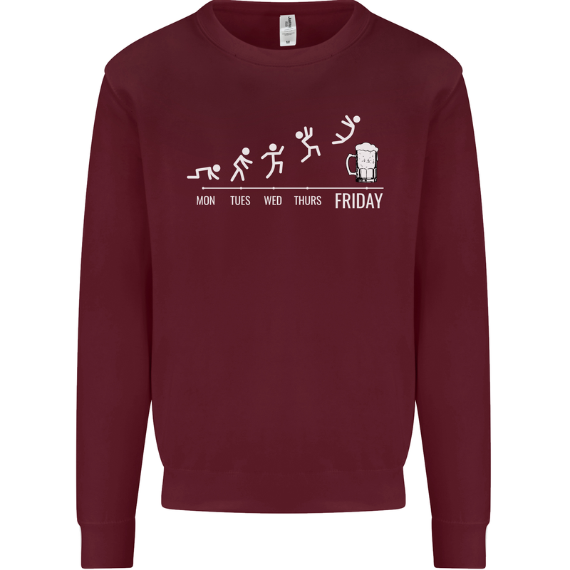 Week to Friday Weekend Beer Funny Alcohol Mens Sweatshirt Jumper Maroon