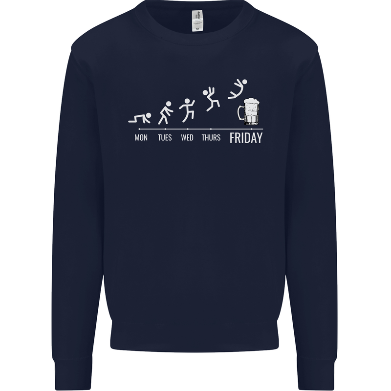Week to Friday Weekend Beer Funny Alcohol Mens Sweatshirt Jumper Navy Blue