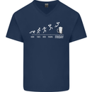 Week to Friday Weekend Beer Funny Alcohol Mens V-Neck Cotton T-Shirt Navy Blue