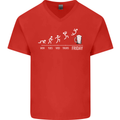 Week to Friday Weekend Beer Funny Alcohol Mens V-Neck Cotton T-Shirt Red