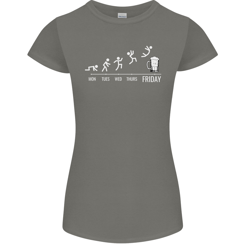 Week to Friday Weekend Beer Funny Alcohol Womens Petite Cut T-Shirt Charcoal