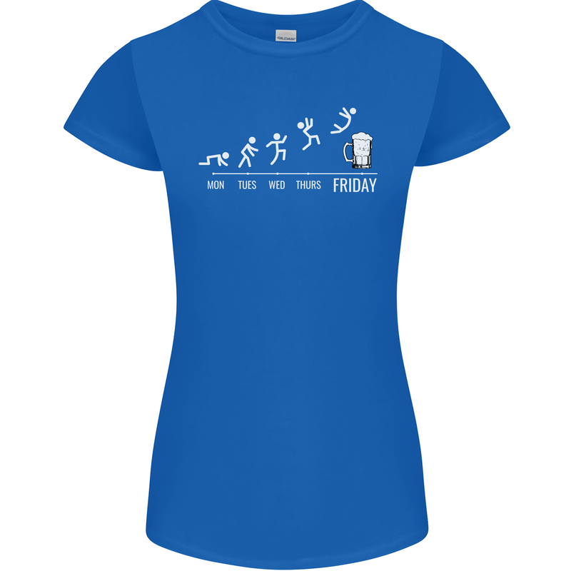 Week to Friday Weekend Beer Funny Alcohol Womens Petite Cut T-Shirt Royal Blue
