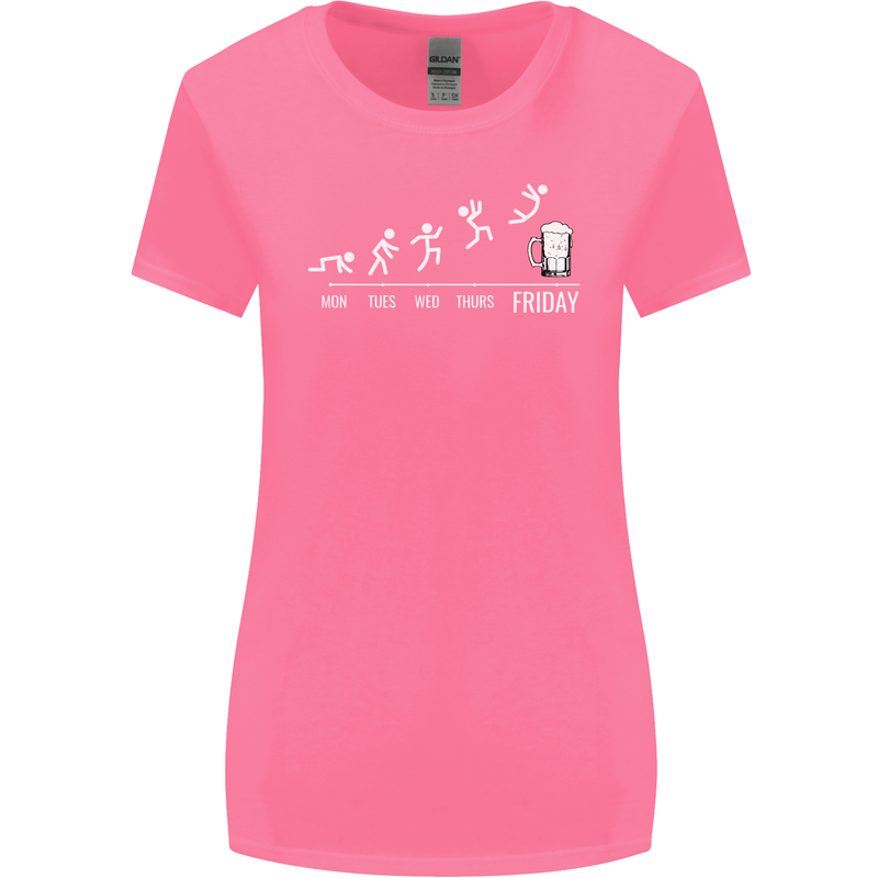 Week to Friday Weekend Beer Funny Alcohol Womens Wider Cut T-Shirt Azalea