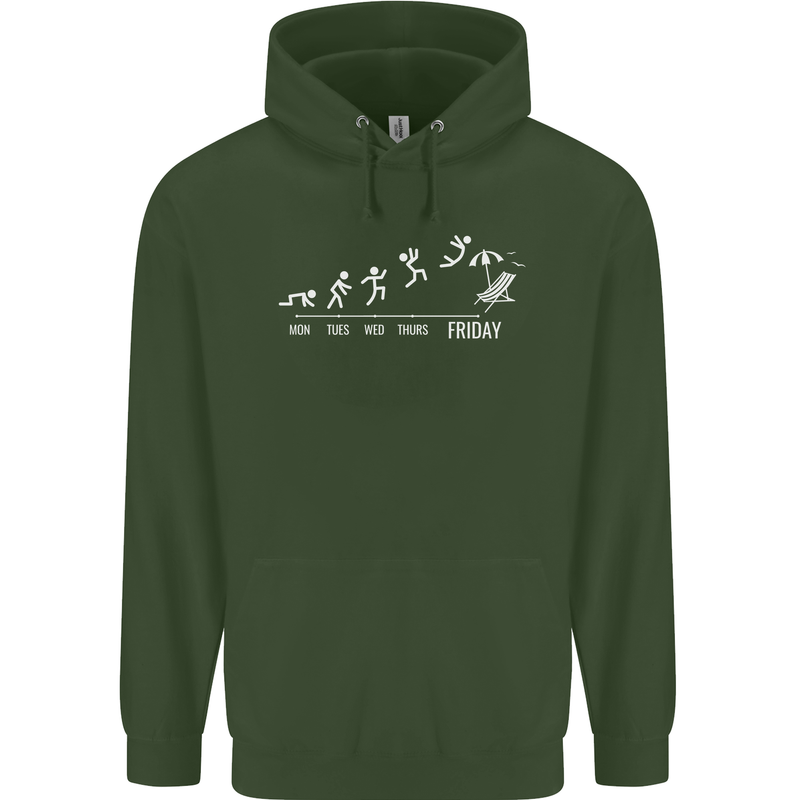 Week to Friday Weekend Beer Holiday Funny Childrens Kids Hoodie Forest Green