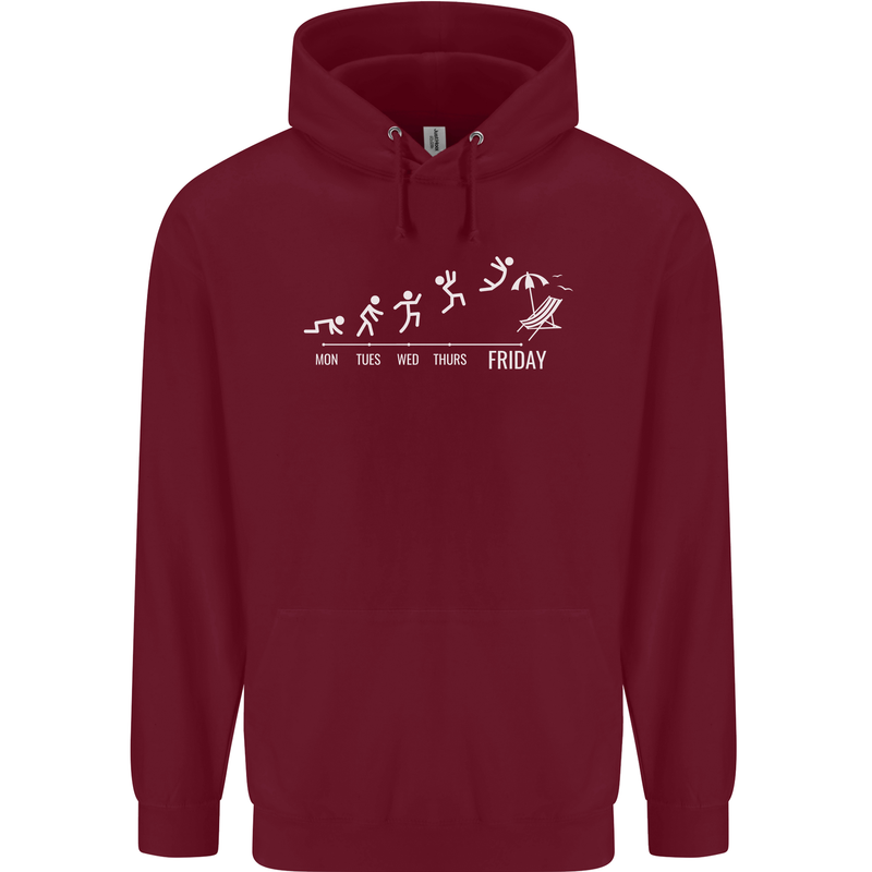 Week to Friday Weekend Beer Holiday Funny Childrens Kids Hoodie Maroon