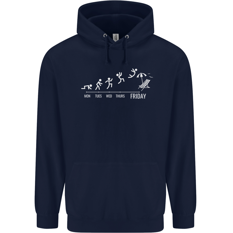 Week to Friday Weekend Beer Holiday Funny Childrens Kids Hoodie Navy Blue