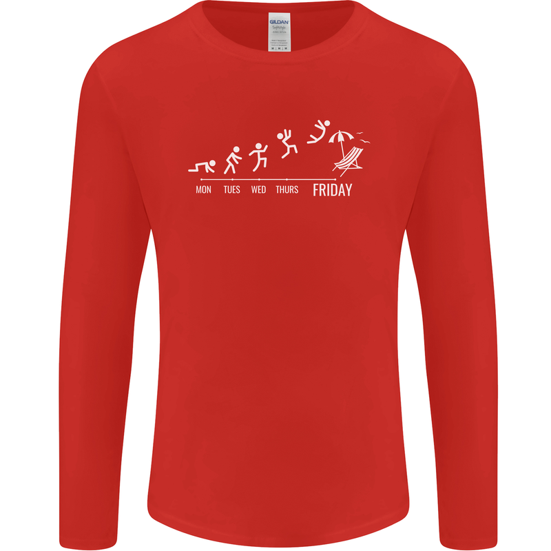 Week to Friday Weekend Beer Holiday Funny Mens Long Sleeve T-Shirt Red