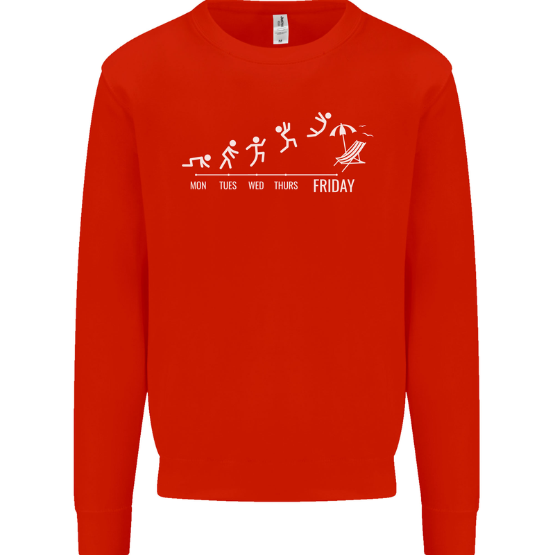 Week to Friday Weekend Beer Holiday Funny Mens Sweatshirt Jumper Bright Red