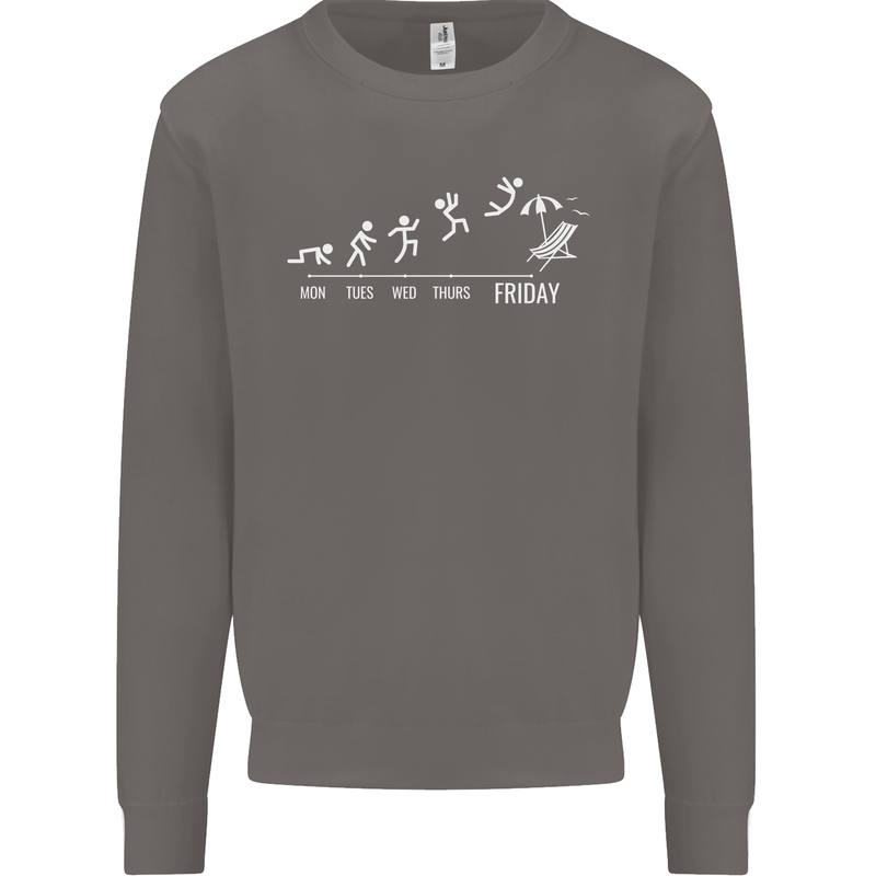 Week to Friday Weekend Beer Holiday Funny Mens Sweatshirt Jumper Charcoal
