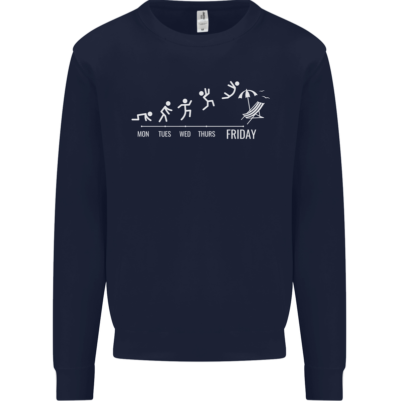 Week to Friday Weekend Beer Holiday Funny Mens Sweatshirt Jumper Navy Blue