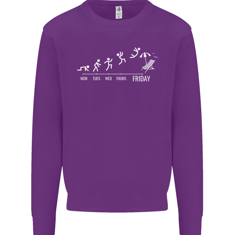 Week to Friday Weekend Beer Holiday Funny Mens Sweatshirt Jumper Purple