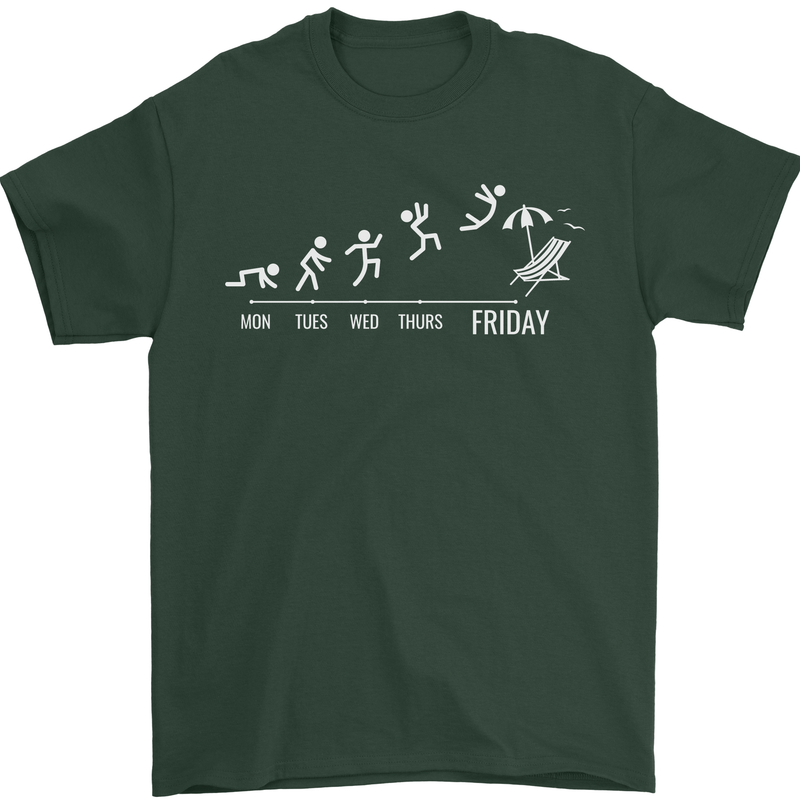 Week to Friday Weekend Beer Holiday Funny Mens T-Shirt 100% Cotton Forest Green