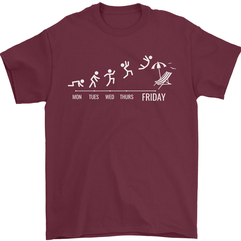 Week to Friday Weekend Beer Holiday Funny Mens T-Shirt 100% Cotton Maroon