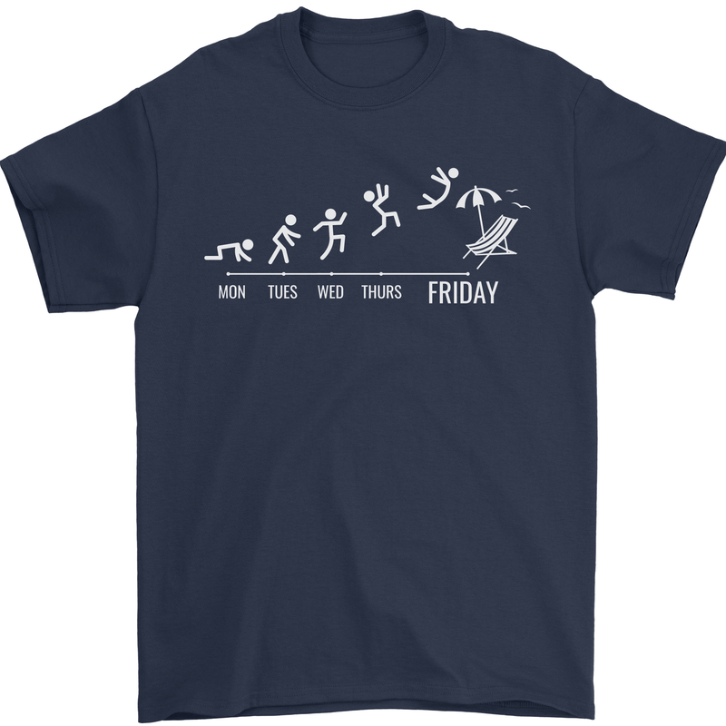 Week to Friday Weekend Beer Holiday Funny Mens T-Shirt 100% Cotton Navy Blue
