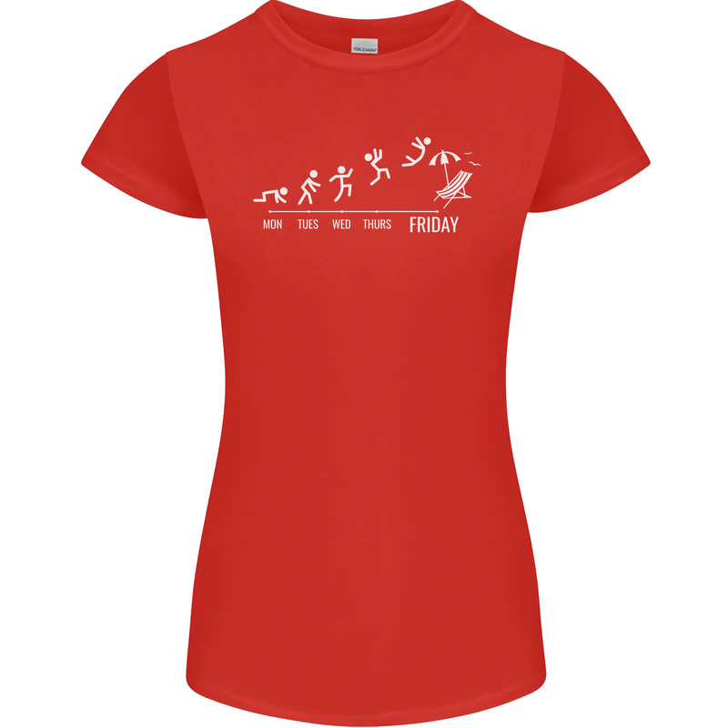Week to Friday Weekend Beer Holiday Funny Womens Petite Cut T-Shirt Red