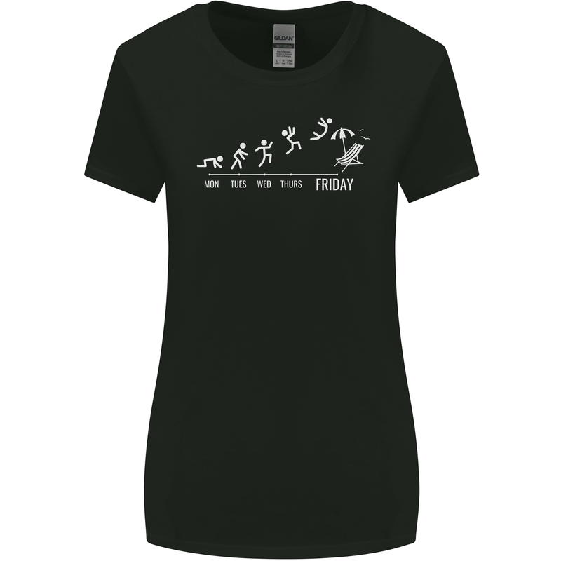 Week to Friday Weekend Beer Holiday Funny Womens Wider Cut T-Shirt Black