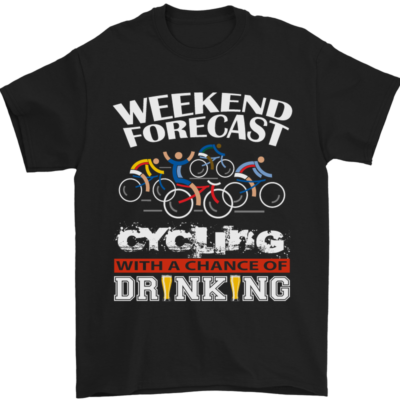a black t - shirt with the words cycling with a chance of drinking