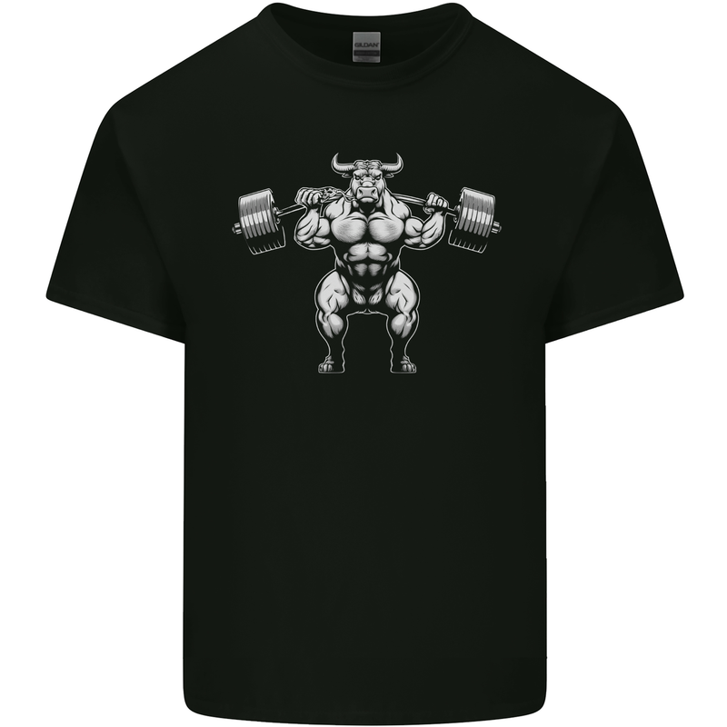 Weightlifting Bull Training Top Gym Bodybuilding Kids T-Shirt Childrens Black