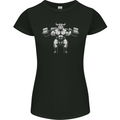 Weightlifting Bull Training Top Gym Bodybuilding Womens Petite Cut T-Shirt Black