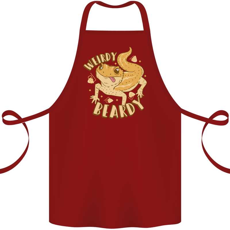 Weirdy Beardy Funny Bearded Dragon Cotton Apron 100% Organic Maroon